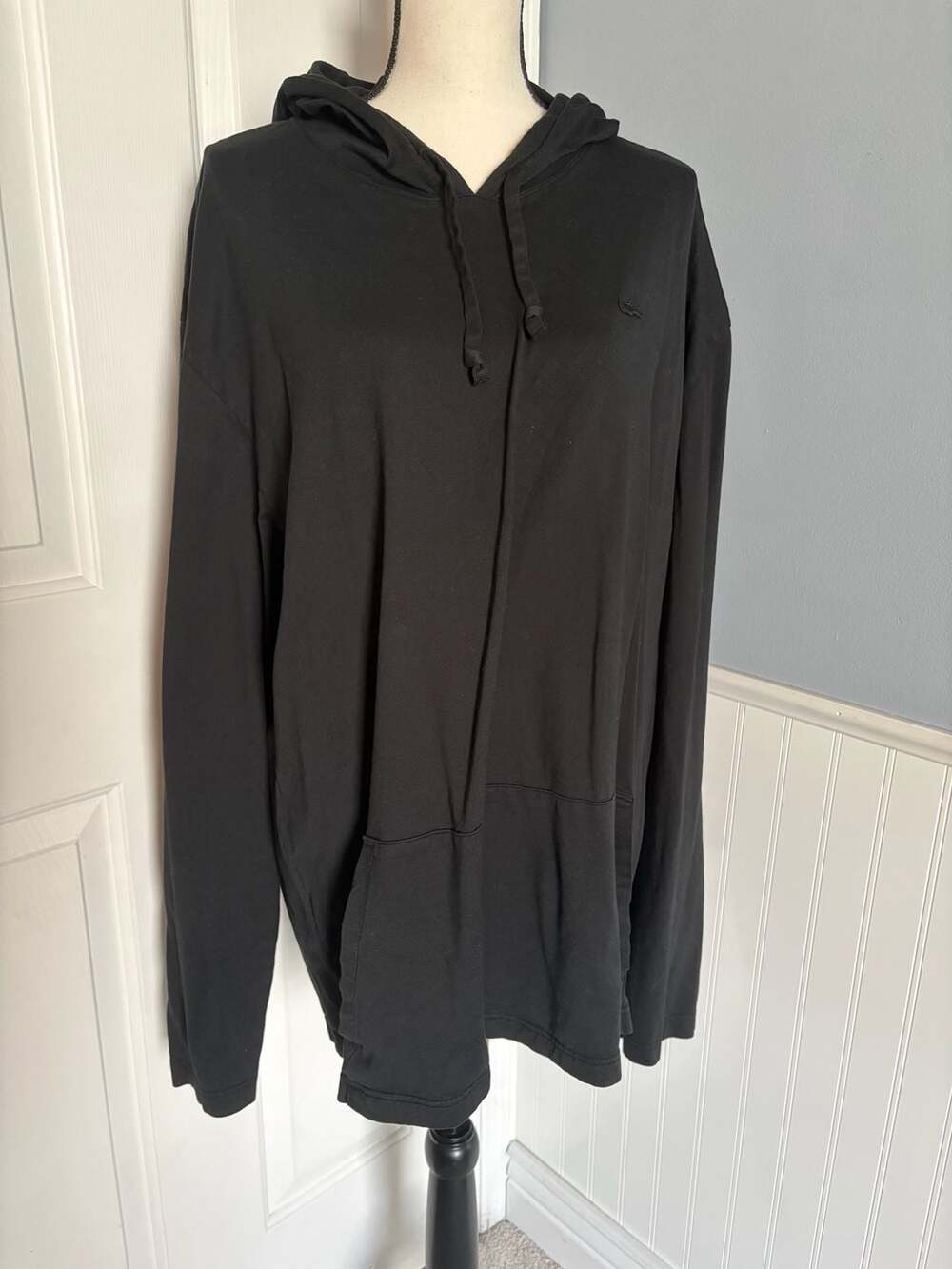 Lacoste Black Cotton Pullover Hoodie
